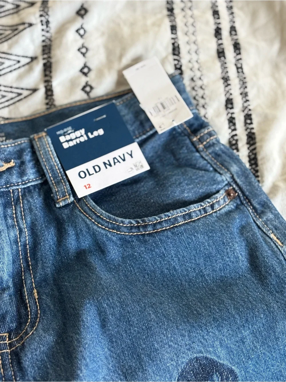 Old Navy Girls Blue Wide-Leg Jeans with Bow Prints size 12 NWT
